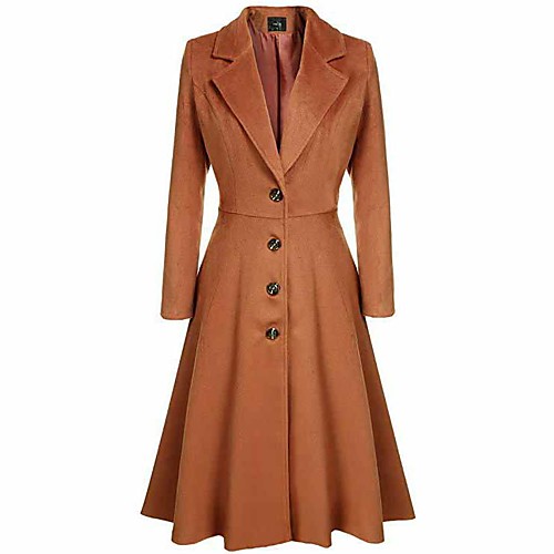 

Women's Trench Coat Daily Vintage Patchwork Long Solid Colored White / Black / Purple S / M / L / Slim