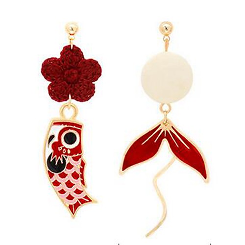 

Women's Mismatch Earrings Mismatched Fish Stylish Earrings Jewelry Red For Daily 1 Pair