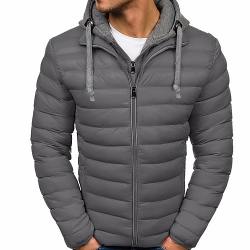 

Men's Padded Coat Regular Fit Jacket Color Block Blue Gray / Plus Size / Plus Size