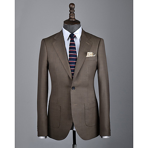 

Brown plain wool custom suit