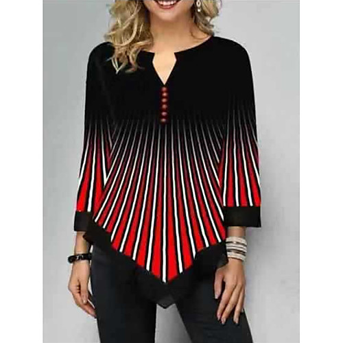 

Women's Color Block T-shirt Daily Red / Green