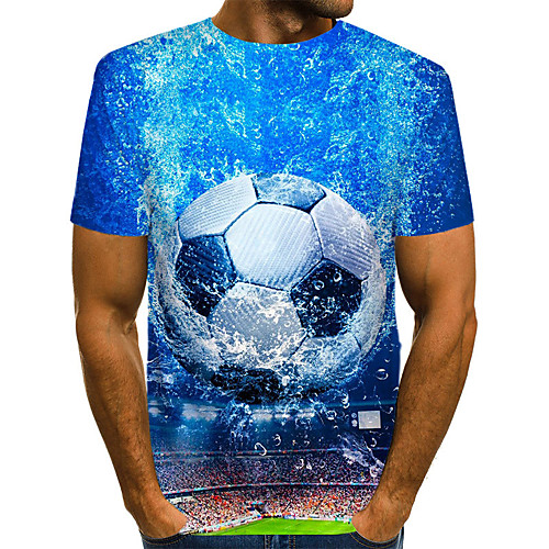 

Men's T shirt Shirt Graphic 3D Plus Size Print Short Sleeve Daily Tops Streetwear Exaggerated Round Neck Blue / Summer