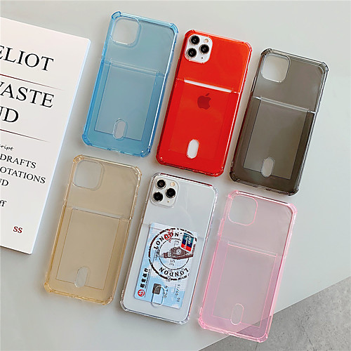

Case For Apple iPhone 11 / iPhone 11 Pro / iPhone 11 Pro Max Card Holder / Shockproof / Translucent Back Cover Solid Colored TPU