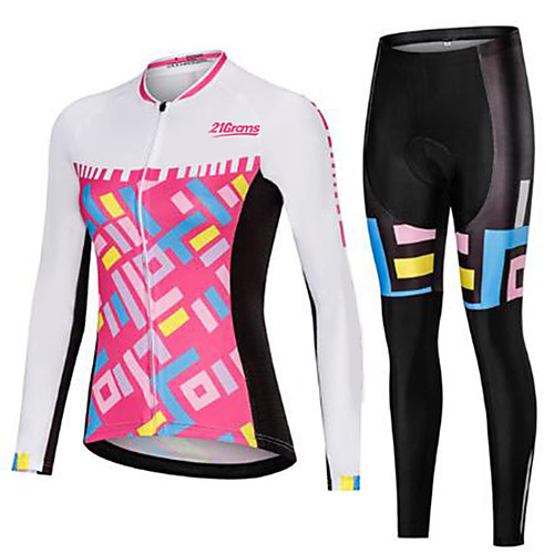 

21Grams Women's Long Sleeve Cycling Jersey with Tights Winter Fleece PinkWhite Sugar Skull Skull Bike Clothing Suit Ultraviolet Resistant Quick Dry Breathable Back Pocket Sports Sugar Skull Mountain