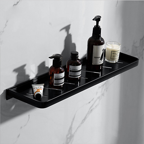 

Bathroom Shelf Creative Contemporary Aluminum Material Single Bathroom Shelf Wall Mounted Black 1pc