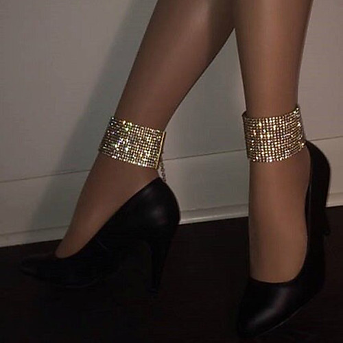 

Anklet feet jewelry Ladies Luxury Sexy Women's Body Jewelry For Wedding Stage Rhinestone Silver Plated Gold Plated Silver Gold 2pcs