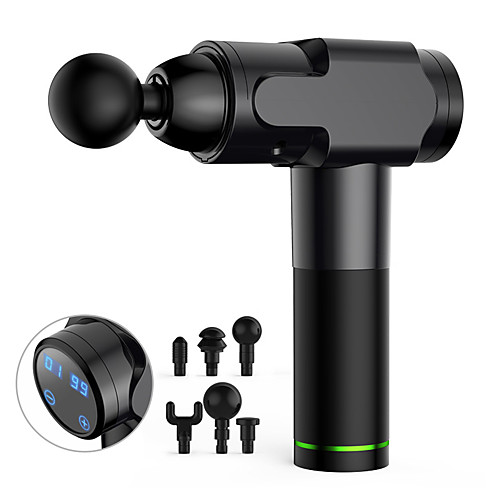 

LITBest 6 in 1 2000mAh Rechargeable Massage G un 6 Speed 12V Electric Body Massager with Adapter EM06 Wireless use for Muscle Tension Relief Men Sports Power light indicator Ergonomic Design