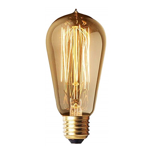 

1pc Edison Light Bulbs ST58 40w Vintage Antique Tungsten Filament Incandescent Bulbs E26/E27 Base Light Bulbs for Decorative Pendant Lighting 220V Amber Glass