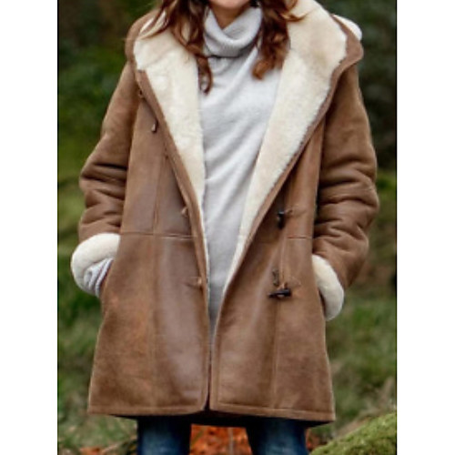 

Women's Parka Daily Fall Winter Regular Coat Regular Fit Casual Jacket Long Sleeve Solid Colored Loose Fit Gray Black