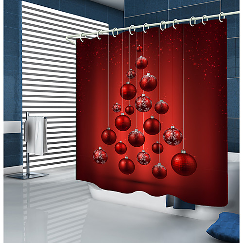 

Christmas Shower Curtains & Hooks Modern Polyester Trend Design