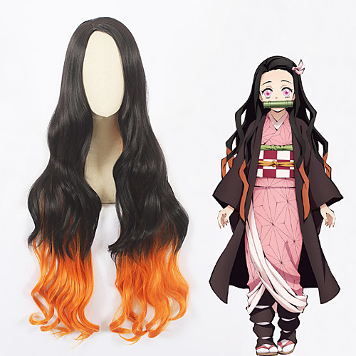 

Demon Slayer: Kimetsu no Yaiba Kamado Nezuko Cosplay Wigs Women's 40 inch Heat Resistant Fiber Black Anime Wig