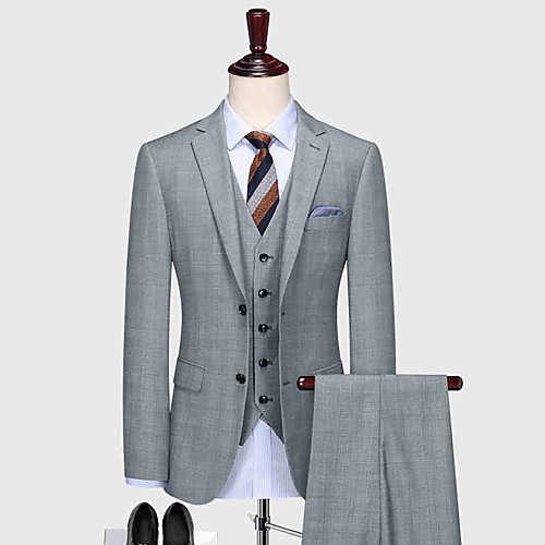 

Light gray plaid wool custom suit