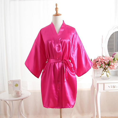 

Women's Classic Robes Nightwear Solid Colored Blue / Purple / Blushing Pink One-Size / V Neck