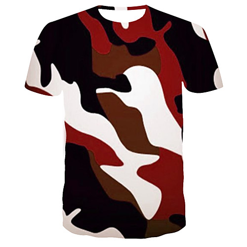 

Men's T shirt Shirt 3D Print Graphic 3D Flame Print Short Sleeve Daily Tops Streetwear Round Neck Rainbow / Club