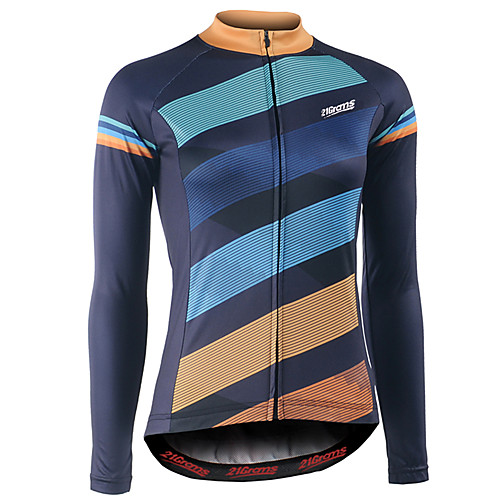 

21Grams Women's Long Sleeve Cycling Jersey Winter Fleece Spandex Polyester BlueOrange Bike Jersey Top Bottoms Mountain Bike MTB Road Bike Cycling UV Resistant Quick Dry Breathable Sports Clothing