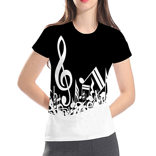 

Women's T shirt Graphic Color Block 3D Plus Size Print Short Sleeve Daily Tops Basic Rock White Purple