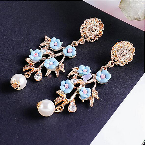 

Women's Drop Earrings 3D Flower Precious Fashion Earrings Jewelry Blue For Party Daily Street 1 Pair