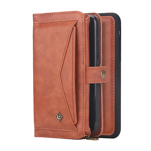 

Genuine Leather Case For iPhone 11 Pro Max XR XS Max 8 Plus 7 Plus 6 Plus Multifunction Tri-fold Wallet Case POLA BrandShockproof Solid Colored Covers