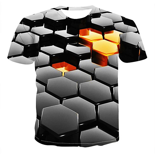 

Men's T shirt Shirt 3D Short Sleeve Daily Tops Round Neck Black