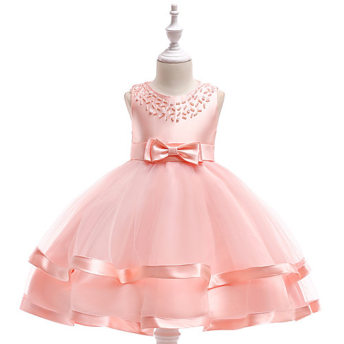 

A-Line Knee Length Flower Girl Dresses Wedding Cotton Blend Sleeveless Jewel Neck with Sash / Ribbon