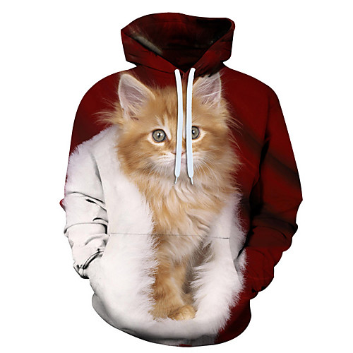 

Men's Pullover Hoodie Sweatshirt Graphic 3D Animal Front Pocket Hooded Daily 3D Print 3D Print Casual Hoodies Sweatshirts Long Sleeve Red