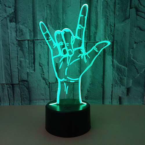 

3D LED Illusion Night Light 3D Optical Illusion Night Light Rock Gesture Pattern 7 Colors Changing Touch Switch Desk Visual Home Decoration USB