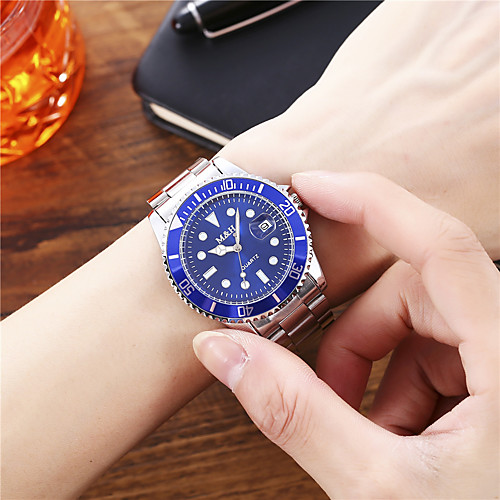 

Men's Steel Band Watches Quartz Formal Style Stylish Silver Military Casual Watch Day Date Analog Casual Fashion - Green Blue White