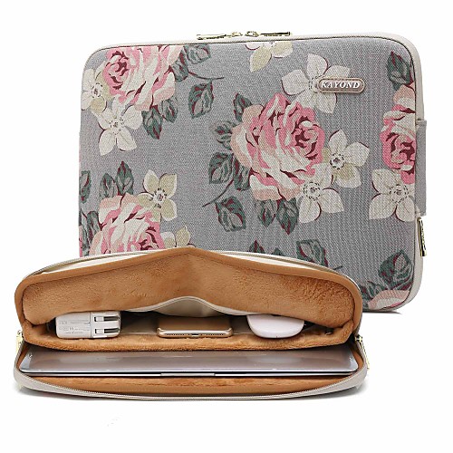 

13.3 14.1 15.6 inch Universal Rose Pattern Canvas Water-resistant Shock Proof Laptop Sleeve Case Bag for Macbook/Surface/Xiaomi/HP/Dell/Samsung/Sony Etc