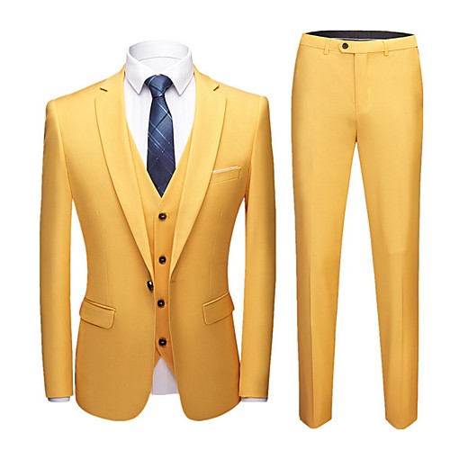 

Men's Wedding Suits Notch Tailored Fit Single Breasted One-button Solid Colored Polyester