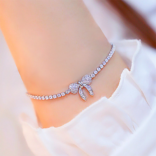 

Women's Tennis Bracelet Crystal Bracelet Single Strand Butterfly Trendy Casual / Sporty Fashion Cute Elegant Alloy Bracelet Jewelry Rose Gold / White For Graduation Gift Daily School Work