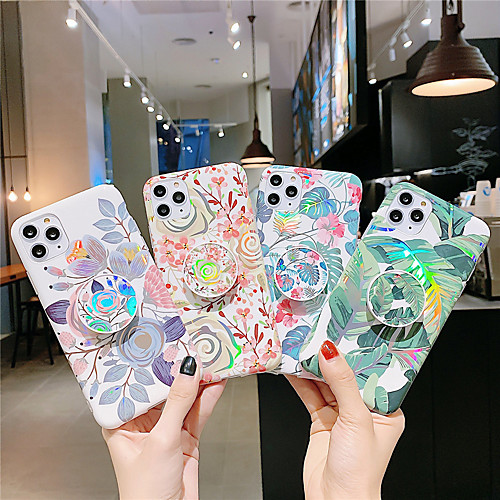 

Case for Apple scene map iPhone 11 11 Pro X XR XS Max plating laser Flowers pattern TPU Texture IMD Craft Airbagsupport All-inclusive phone case KLD