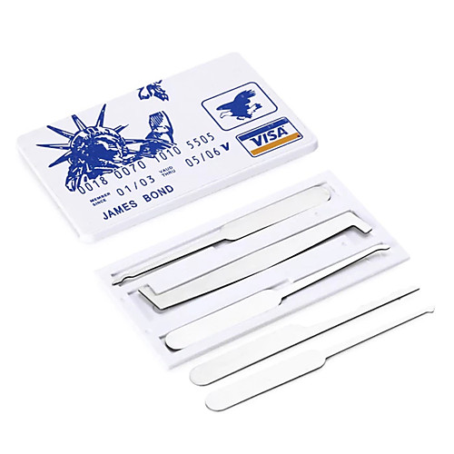

5-Piece Set Card Type Lock Pick Gun - Silver - White