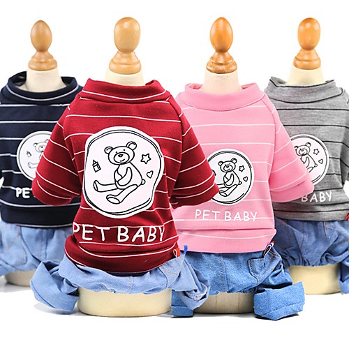 

Dog Sweatshirt Outfits Dog Clothes Pink Dark Blue Gray Costume Husky Dalmatian Corgi Cotton Stripes Animal Slogan Casual / Daily Simple Style XS S M L
