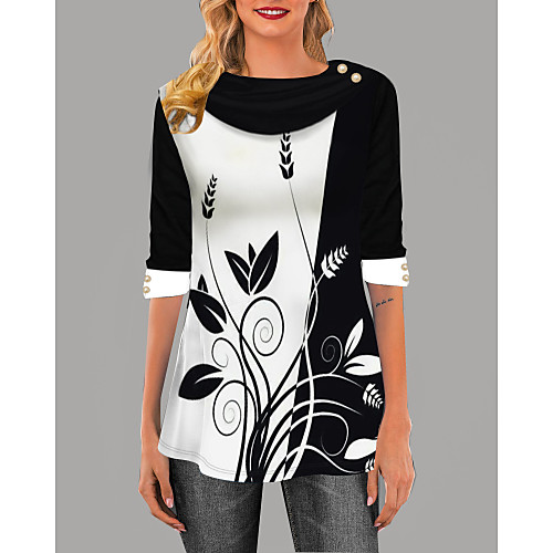 

Women's T shirt Floral Half Sleeve Daily Tops Black