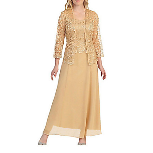 

Women's Two Piece Dress Maxi long Dress Wine Gray Gold Black Red 3/4 Length Sleeve Solid Colored Boat Neck Hot M L XL XXL 3XL 4XL 5XL / Plus Size / Plus Size