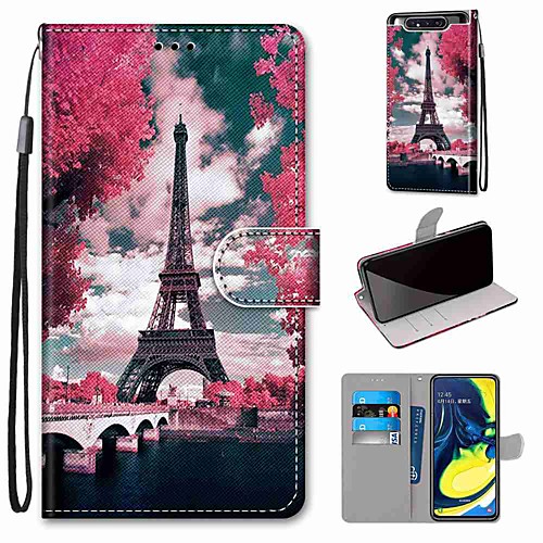 

Case For Samsung Galaxy S10 / S10 Plus / S10 E Wallet / Card Holder / with Stand Pink Flower Tower Bridge PU Leather / TPU for A10s / A50(2019) / A70(2019) / A90(2019) / Note 10 Plus / J6 Plus(2018)