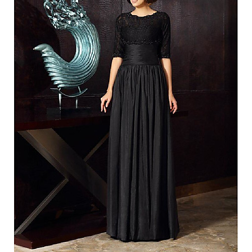

Two Piece A-Line Mother of the Bride Dress Wrap Included Strapless Floor Length Lace Taffeta Half Sleeve with Ruching 2021