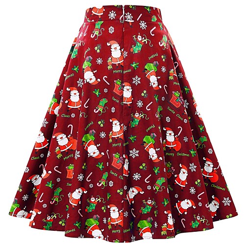 

Women's Christmas Swing Skirts - Geometric Print Red Green S M L