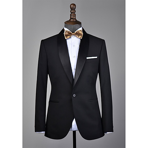 

Black shawl lapel wool custom tuxedo