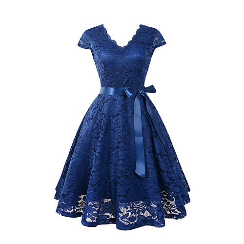

Audrey Hepburn Dresses 1950s Vintage Inspired Vacation Dress Dress A-Line Dress Tea Dress Rockabilly Women's Spandex Costume Black / Blushing Pink / Burgundy Vintage Cosplay Daily Wear Short Sleeve