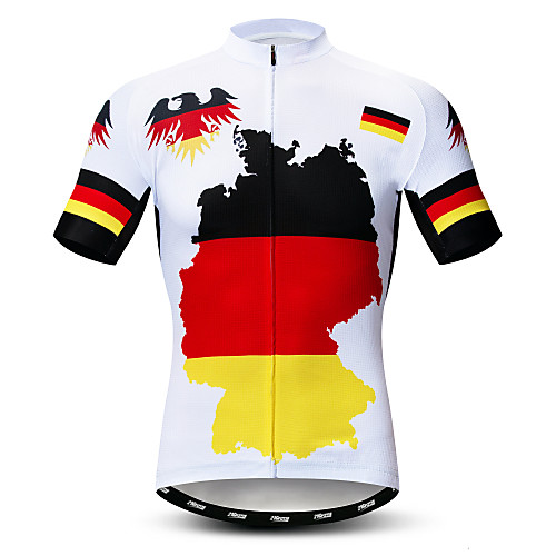

21Grams Germany Russia National Flag Men's Short Sleeve Cycling Jersey - Red / Yellow Bike Jersey Top Quick Dry Moisture Wicking Breathable Sports Summer Elastane Terylene Polyester Taffeta Mountain