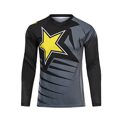 

21Grams Men's Long Sleeve Cycling Jersey Downhill Jersey Dirt Bike Jersey Winter Spandex Polyester Red / Yellow Black / Orange Black Stars Bike Jersey Top Mountain Bike MTB Road Bike Cycling Thermal