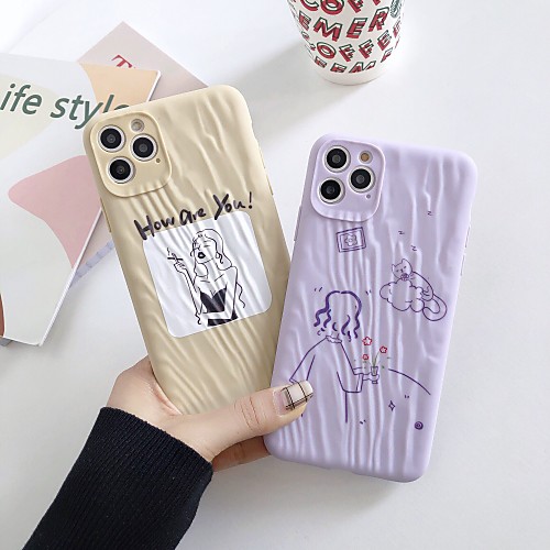 

Phone Case For Apple Back Cover iPhone 11 Pro Max SE 2020 X XR XS Max 8 7 6 Shockproof Cartoon Lines / Waves TPU