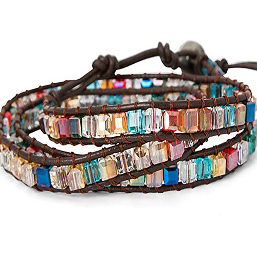 

Women's Multicolor Wrap Bracelet Vintage Bracelet Earrings / Bracelet Layered Weave Lucky Classic Vintage Trendy Ethnic Fashion Leather Bracelet Jewelry Rainbow For Gift Daily Street Club Festival