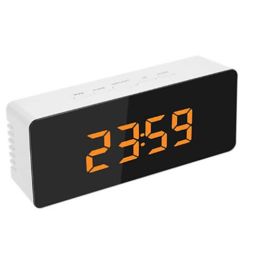 

Digital LED Alarm Clock Mirror Night Light Big LCD Display Electronic Table Clock with thermometer Snooze Function Desktop