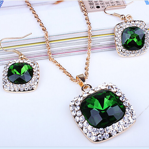 

Women's Drop Earrings Pendant Necklace 3D Precious Unique Design Fashion Gold Plated Earrings Jewelry Purple / Green / Blue For Party Gift Holiday 1 set