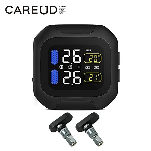 

Motorcycle Tire Pressure Monitoring System Wireless Motorcycle TPMS Tires Motor Auto Tyre Alarm System Waterproof with 2 Internal Sensors for Two-Wheeled Motorcycle