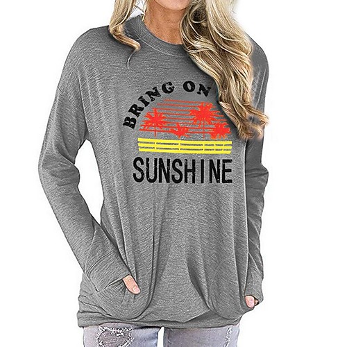 

Women's Sweatshirt Letter Casual Blue Yellow Gray S M L XL XXL