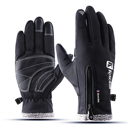 

Winter Bike Gloves / Cycling Gloves Touch Gloves Waterproof Windproof Warm Waterproof Zipper Full Finger Gloves Sports Gloves Fleece Black Pink Grey for