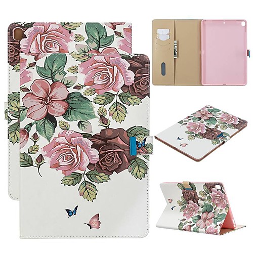 

Case For Apple iPad Air / iPad 4/3/2 / iPad (2018) Wallet / with Stand / Flip Full Body Cases Flower PU Leather